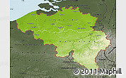 Physical Map of Belgium, darken, semi-desaturated, land only