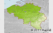 Physical Map of Belgium, lighten, desaturated, land only