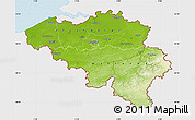 Physical Map of Belgium, single color outside