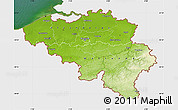 Physical Map of Belgium, single color outside, satellite sea