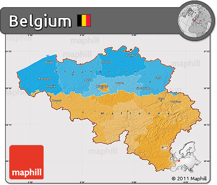Political Map of Belgium, cropped outside