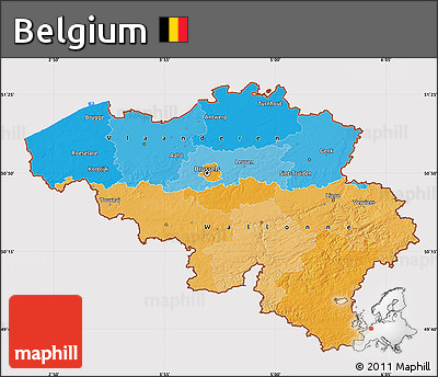 Political Map of Belgium, cropped outside