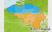 Political Map of Belgium, physical outside