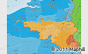 Political Map of Belgium, political shades outside