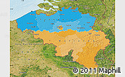Political Map of Belgium, satellite outside, bathymetry sea