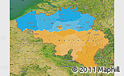 Political Map of Belgium, satellite outside
