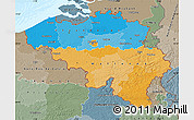 Political Map of Belgium, semi-desaturated, land only
