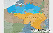 Political Map of Belgium, semi-desaturated