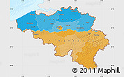 Political Map of Belgium, single color outside, bathymetry sea