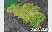 Satellite Map of Belgium, darken, desaturated, land only