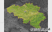 Satellite Map of Belgium, darken, desaturated