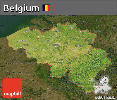 Satellite Map of Belgium, darken