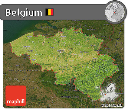 Satellite Map of Belgium, darken