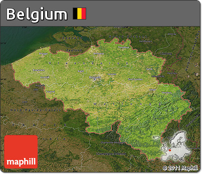 Satellite Map of Belgium, darken