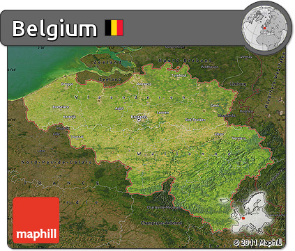 Satellite Map of Belgium, darken, land only