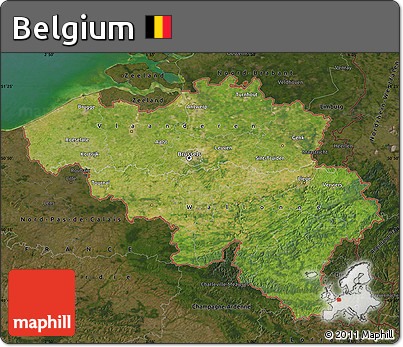 Satellite Map of Belgium, darken, land only