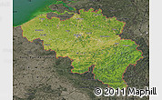 Satellite Map of Belgium, darken, semi-desaturated, land only