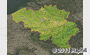 Satellite Map of Belgium, darken, semi-desaturated