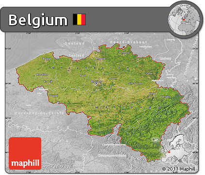 Satellite Map of Belgium, lighten, desaturated