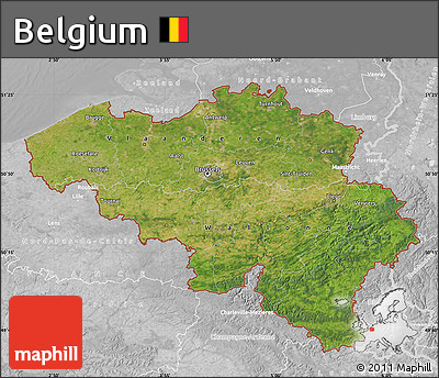 Satellite Map of Belgium, lighten, desaturated