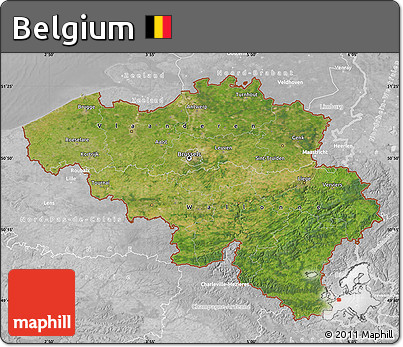 Satellite Map of Belgium, lighten, desaturated
