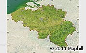 Satellite Map of Belgium, lighten, land only