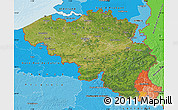 Satellite Map of Belgium, political shades outside