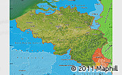 Satellite Map of Belgium, political shades outside, satellite sea