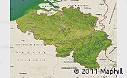 Satellite Map of Belgium, shaded relief outside, satellite sea