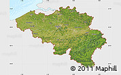 Satellite Map of Belgium, single color outside, bathymetry sea