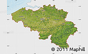 Satellite Map of Belgium, single color outside, bathymetry sea, shaded relief sea