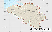 Shaded Relief Map of Belgium, single color outside, bathymetry sea