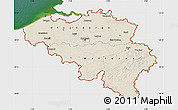 Shaded Relief Map of Belgium, single color outside, satellite sea