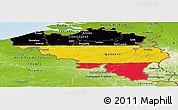 Flag Panoramic Map of Belgium, physical outside, bathymetry sea, flag rotated