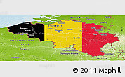 Flag Panoramic Map of Belgium, physical outside, bathymetry sea