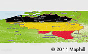 Flag Panoramic Map of Belgium, physical outside, flag rotated