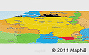 Flag Panoramic Map of Belgium, political outside, flag aligned to the middle
