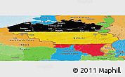 Flag Panoramic Map of Belgium, political outside, flag rotated