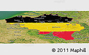 Flag Panoramic Map of Belgium, satellite outside, flag rotated