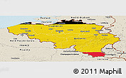 Flag Panoramic Map of Belgium, shaded relief outside, flag aligned to the middle