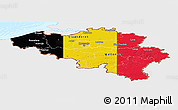 Flag Panoramic Map of Belgium, single color outside, bathymetry sea, flag centered