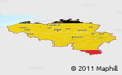 Flag Panoramic Map of Belgium, single color outside, bathymetry sea, flag aligned to the middle