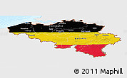 Flag Panoramic Map of Belgium, single color outside, bathymetry sea, flag rotated