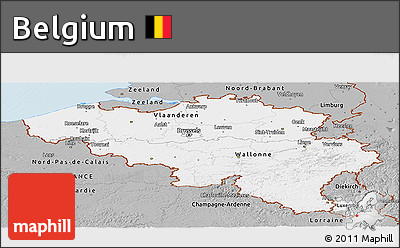 Gray Panoramic Map of Belgium