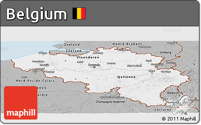 Gray Panoramic Map of Belgium