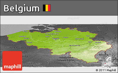 Physical Panoramic Map of Belgium, darken, desaturated
