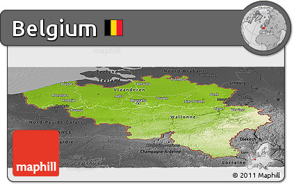 Physical Panoramic Map of Belgium, darken, desaturated