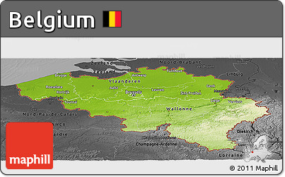 Physical Panoramic Map of Belgium, darken, desaturated