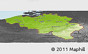 Physical Panoramic Map of Belgium, darken, desaturated, land only