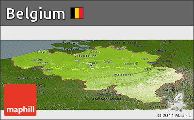 Physical Panoramic Map of Belgium, darken